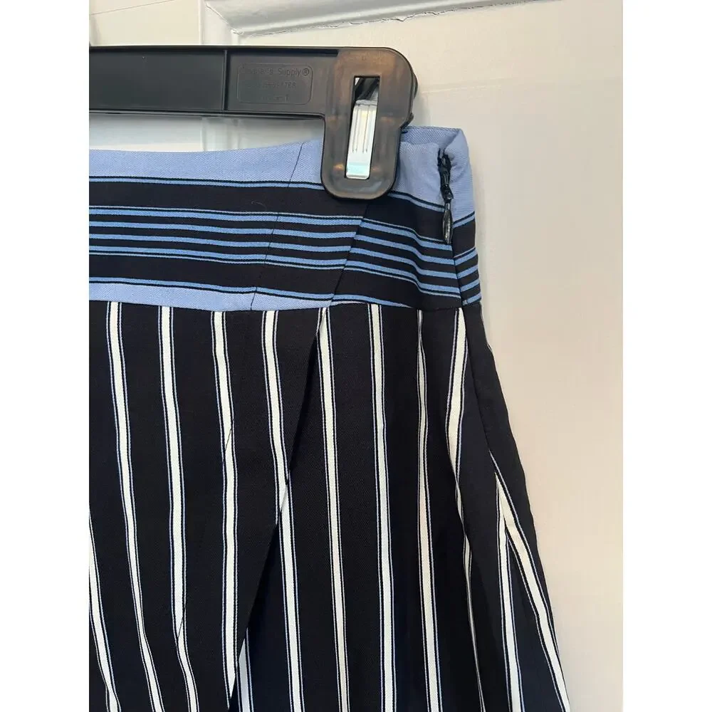 NEW Ann Taylor Loft Pinstripe Faux Wrap Skirt Black Blue Stripe Women's 2 P Work - Picture 10 of 13